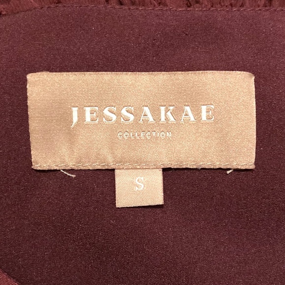 Jessakae burgundy Highbury elegant dress with puffed sleeves and front buttons - Picture 9 of 11
